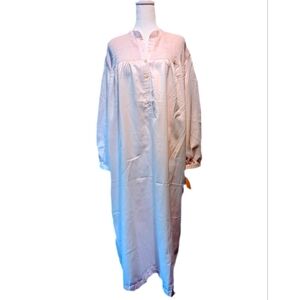 Vintage 1990's Sz L Bali Studio's Pink Satin Smocked Housedress Nightgown NWT